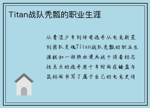 Titan战队秃瓢的职业生涯